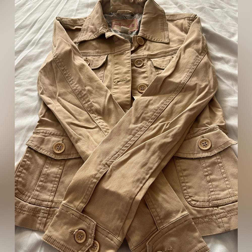 Plugg Beige Button Down Jacket - Lightweight -Vin… - image 1